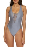 BECCA COLOR SHEEN LADDER ONE-PIECE SWIMSUIT