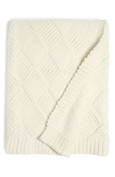 Barefoot Dreams Cozychic Diamond Weave Blanket In Cream