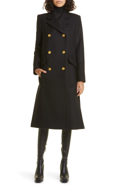 Smythe Double-breasted Wool Overcoat In Black