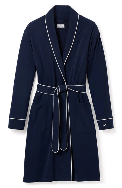 Petite Plume Luxe Pima Cotton Robe In Navy