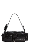 BALENCIAGA SMALL SUPERBUSY CRINKLE LEATHER SLING BAG