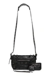 Balenciaga Textured Leather Shoulder Bag With Edgy Designpouch In Black
