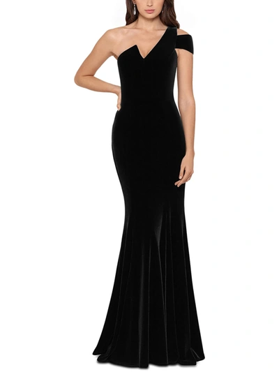 Aqua Womens Velvet One Shoulder Evening Dress In Black