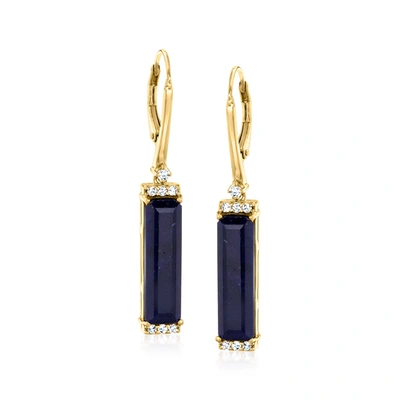 Ross-simons Sapphire Drop Earrings With . White Topaz In 18kt Gold Over Sterling In Blue