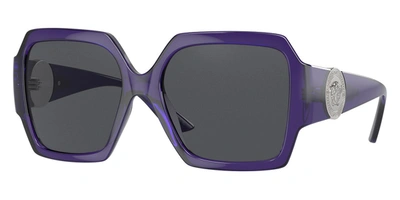 Versace Dark Grey Square Ladies Sunglasses Ve4453 541987 56 In Purple