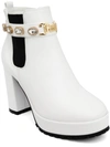 Juicy Couture Python Womens Faux Leather Embellished Chelsea Boots In White