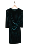VINCE CAMUTO VELVET LONG SLEEVE RUCHED BODY-CON DRESS