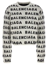 Balenciaga Allover Logo Crop Wool Blend Sweater
