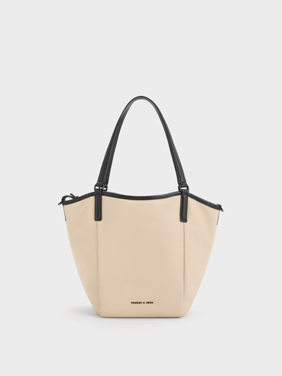 Charles & Keith Sianna Slouchy Tote Bag In Beige