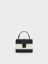 CHARLES & KEITH MINI BRONTE CONTRAST TRIM TOP HANDLE BAG