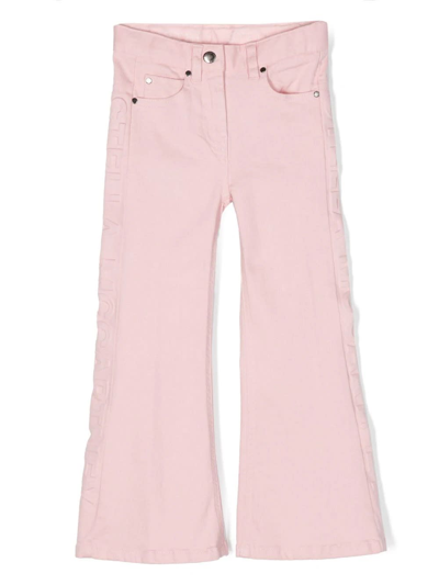 Stella Mccartney Kids Logo Embossed Flared Jeans In Rosa