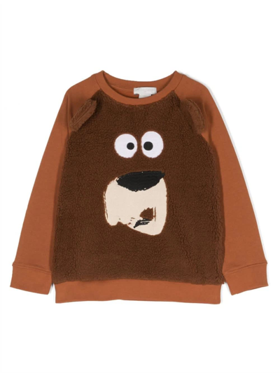 Stella Mccartney Kids' Brown Sweatshirt For Boy With Bear