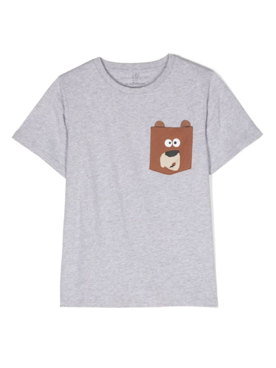 Stella Mccartney Kids' Bear-motif Cotton T-shirt In Grigio