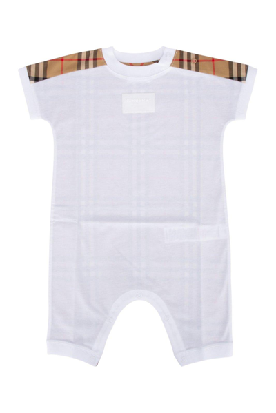 Burberry Babies' Vintage Check棉质连身衣 In White