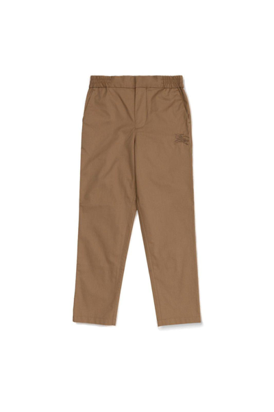 Burberry Kids Ekd Embroidered Straight Leg Trousers In Beige
