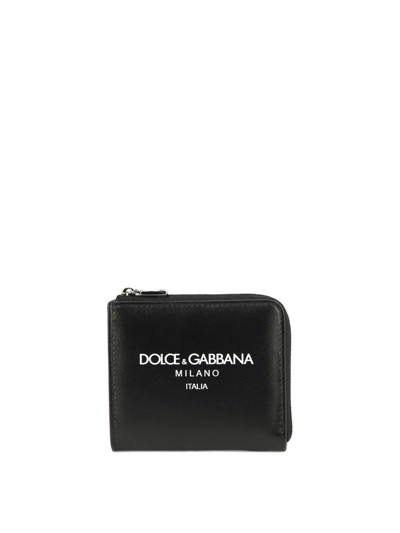 Dolce & Gabbana Logo Printed Card Holder In Black