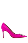 AMINA MUADDI AMINA MUADDI WOMAN FUCHSIA SATIN CAMELIA PUMPS