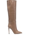 Paris Texas Stiletto Croc-effect Leather Knee Boots In Brown