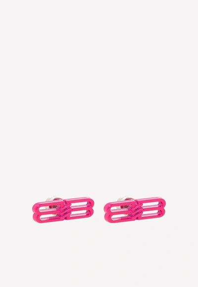 Balenciaga Bb Icon Stud Earrings In Pink