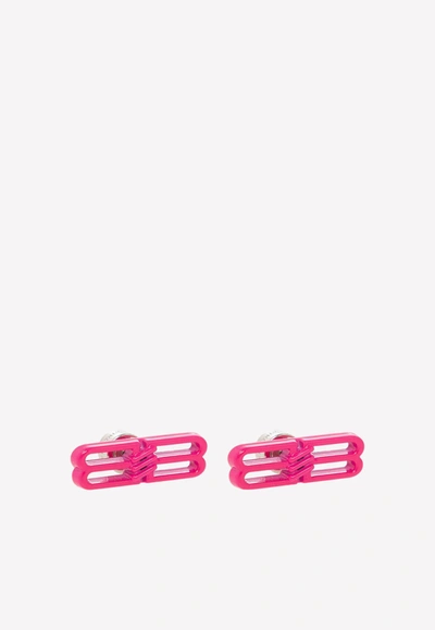 Balenciaga Bb Icon Stud Earrings In White Fluo Pink | ModeSens