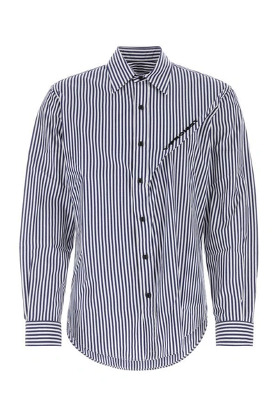 Y/project Cotton Striped Shirt In Blue