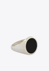 NOVE25 BLACK ENAMEL ROUND CHEVALIER RING