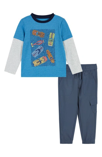 Andy & Evan Kids' Little Boy's &boy's 2-piece Racecar Twofer Tee & Pants Set In Blue