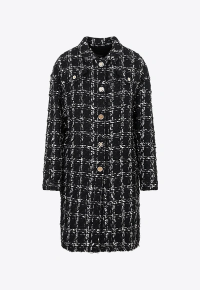 Giambattista Valli Checked Tweed Coat In Black