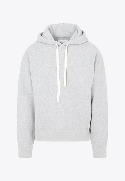 Jil Sander Cotton Hoodie With Attached Drawstring Hood In White