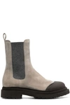 Brunello Cucinelli Suede Ankle Boots With Iconic Jewel Application In Cbt71