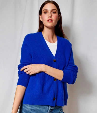 Michael Stars Tasha Cashmere Cardigan In Cobalt