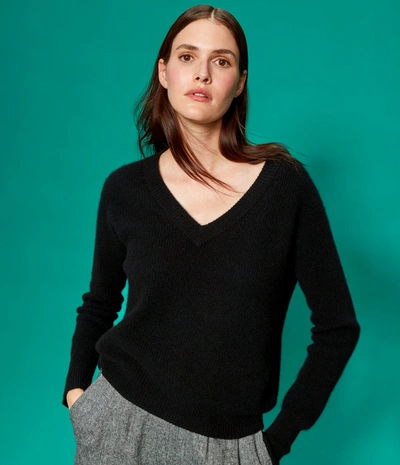 Michael Stars Lana Cashmere V-neck Sweater In Black
