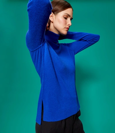 Michael Stars Audrey Cashmere Turtleneck Sweater In Cobalt