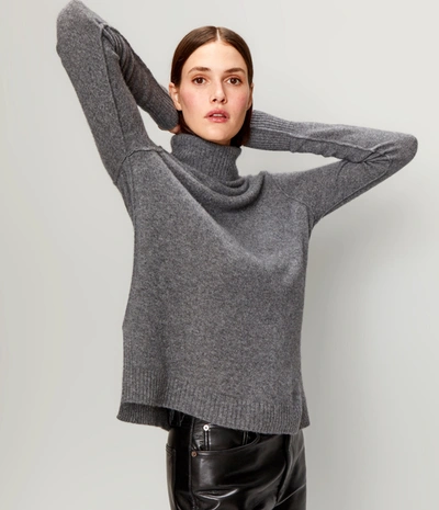 Michael Stars Audrey Cashmere Turtleneck Sweater In Charcoal