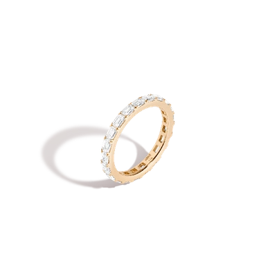 Aurate New York Horizontal Emerald Diamond Eternity Ring (natural) In White