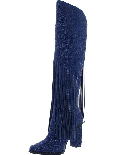 Jessica Simpson Asire 2 Womens Faux Leather Tall Knee-high Boots In Blue