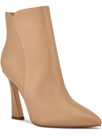 Nine West Torrie Womens Leather Casual Ankle Boots In Beige