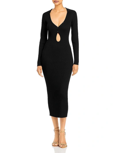 Bardot Rosario Womens Ribbed Long Sweaterdress In Black