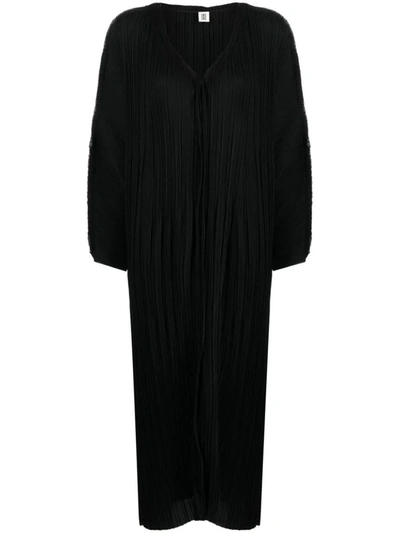 By Malene Birger Plissé-effect V-neck Dress In Black