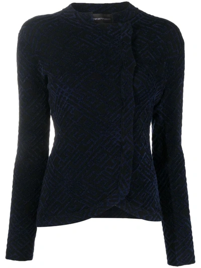 Emporio Armani Asymmetric Geo Jacquard Jacket In Black