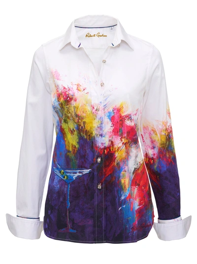 Robert Graham Priscilla Printed Martini-embroidered Collared Shirt In Multi