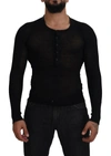 DOLCE & GABBANA DOLCE & GABBANA BLACK CASHMERE BUTTON PULLOVER MEN'S SWEATER