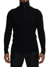 DOLCE & GABBANA DOLCE & GABBANA BLACK SILK TURTLE NECK PULLOVER MEN'S SWEATER