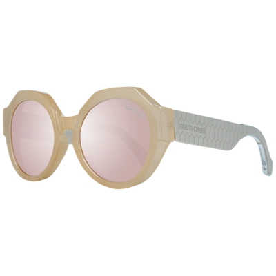 Roberto Cavalli Rc1100 Mirrored Oval Sunglasses In Cream