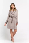 TRUSSARDI TRUSSARDI CHIC BEIGE COTTON KIMONO COAT WITH CONTRASTING WOMEN'S ACCENTS