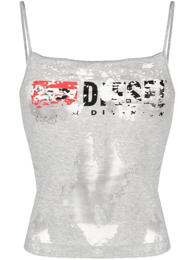 Diesel Faded Logo-print Tank Top In Grey