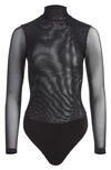 Alice And Olivia Clarinda Turtleneck Bodysuit In Black