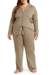 Nordstrom Moonlight Eco Knit Pajamas In Green Cilantro Dome Lines
