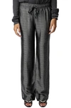 Zadig & Voltaire Pomy Patterned-jacquard Flared Trousers In Anthracite