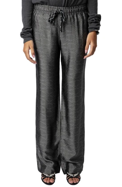 Zadig & Voltaire Pomy Patterned-jacquard Flared Trousers In Anthracite
